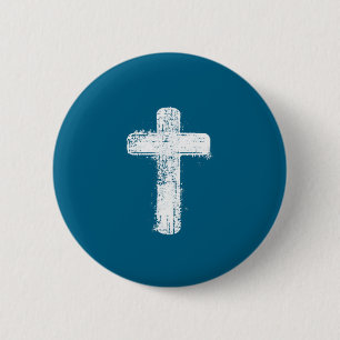Einfaches Kreuz Glaubens Minimal Christliches Symb Button