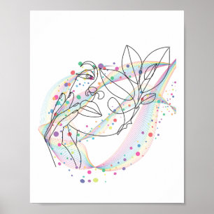Einfaches, künstlerisches Gesicht-Design mit Linie Poster