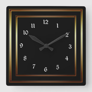 Einfaches kupfernes Rahmen-Schwarzes Quadratische Wanduhr