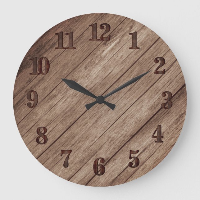 Einfaches Land Barn Wood Große Wanduhr (Vorderseite)