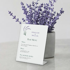 Einfaches Lavendel-Hochzeitsbarmenü Sockelschild