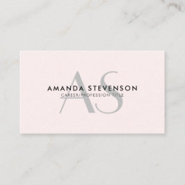 Einfaches, leicht rosa, minimalistisches Monogramm Visitenkarte