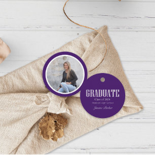 Einfaches Lila Foto Abschluss Geschenkanhänger