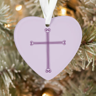 Einfaches lila Kreuz Frohe Weihnachten Herz Ornament
