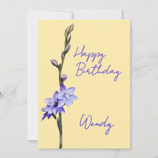 Einfaches, Lila SunOrchid Happy Birthday Einladung (Vorderseite)