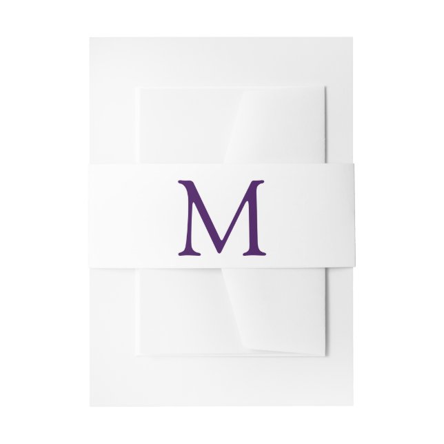 Einfaches lila und weißes Monogramm Einladungsbanderole (Vorderseite Beispiel)