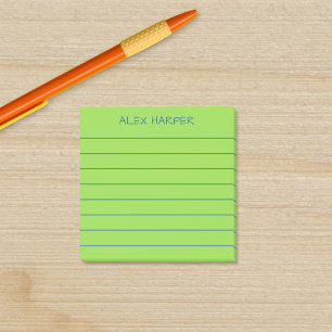 Einfaches Lime & Blue Namen Lined Post-it Klebezettel