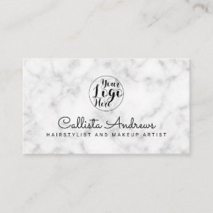 Einfaches Logo aus weißem schwarzem Marmor Visitenkarte