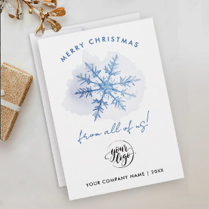Einfaches Logo Blau Weihnachts-Schneeflocke Wasser Feiertagskarte