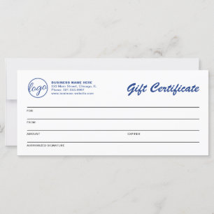 Einfaches Logo Blue Business Geschenkzertifikat