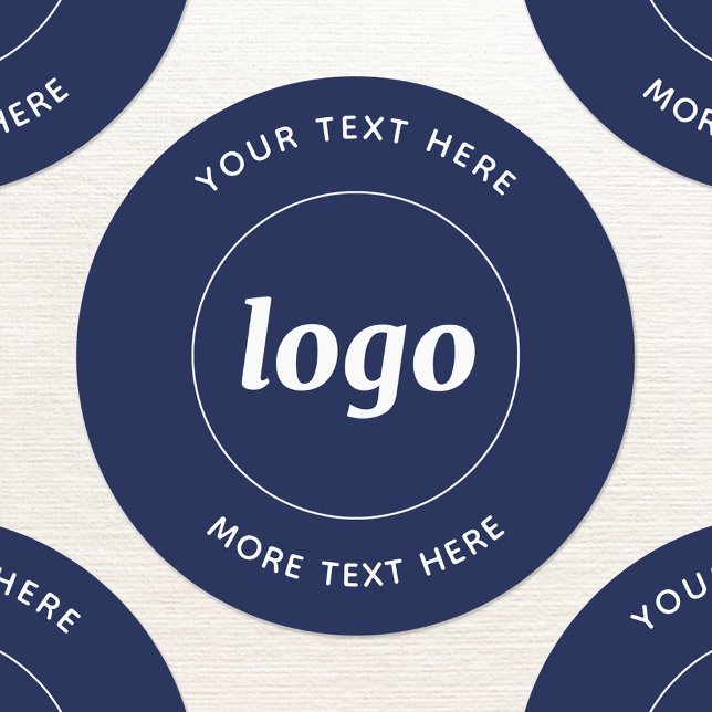Einfaches Logo für die Textverarbeitung Navy Blue Etiketten (Simple logo with custom text business branding promotional stickers navy blue and white)