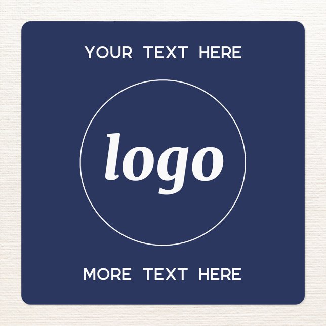 Einfaches Logo für die Textverarbeitung Navy Blue Etiketten (Simple logo with custom text business branding promotional sticker labels in navy blue)