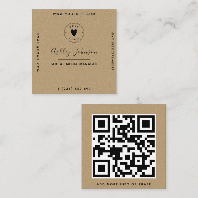 Einfaches Logo für Papier-QR-Code für geometrische Quadratische Visitenkarte (Vorne/Hinten)