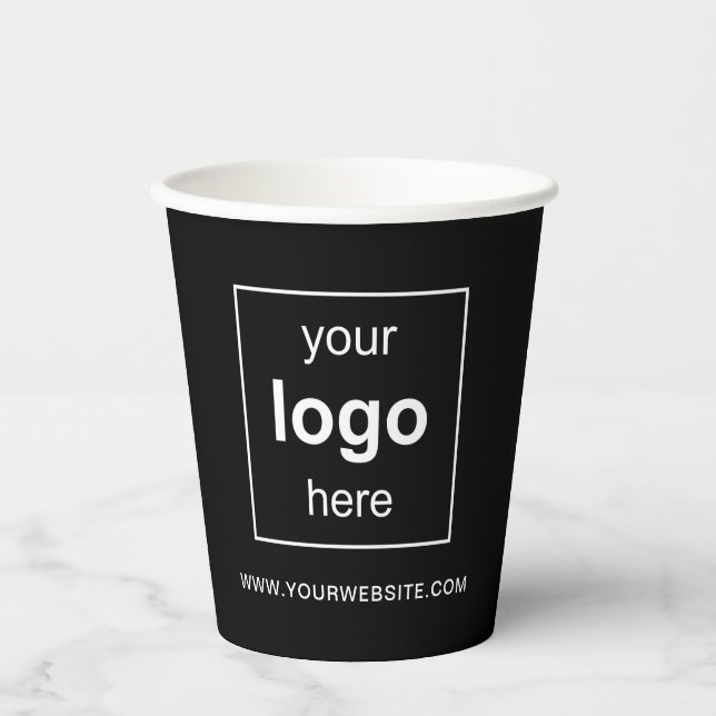 Einfaches Logo für Schwarze kundenspezifische Gesc Pappbecher (Vorderseite)