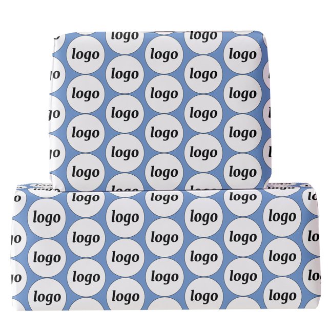 Einfaches Logo-Geschäftsmodell Blau Geschenkpapier (Logo business promotional branding wrapping paper roll)