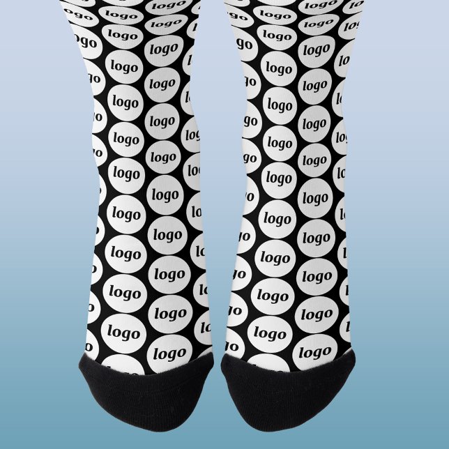Einfaches Logo-Geschäftsmuster Schwarz Werbeartike Socken (Simple logo pattern business branding promotional socks)