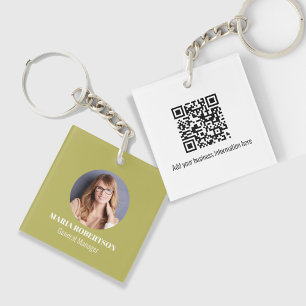 Einfaches Logo Gold Minimalistischer QR-Code  Schlüsselanhänger