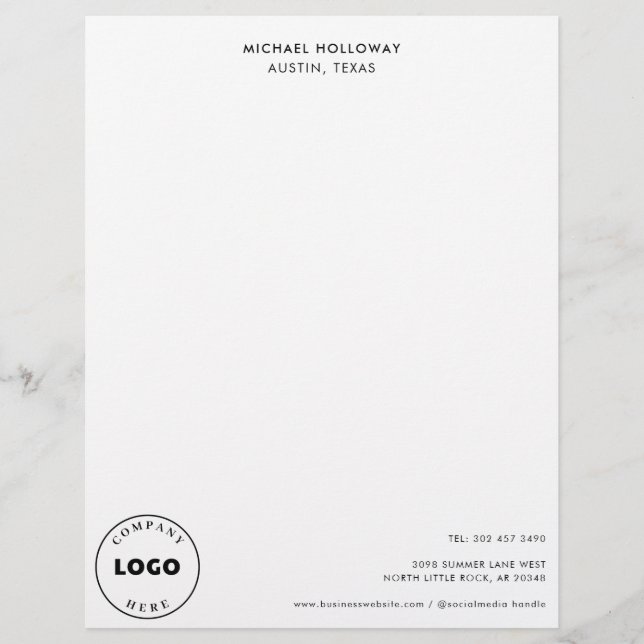 Einfaches Logo Minimalistisches Schwarz-weißes Ges Briefbogen (Vorderseite)