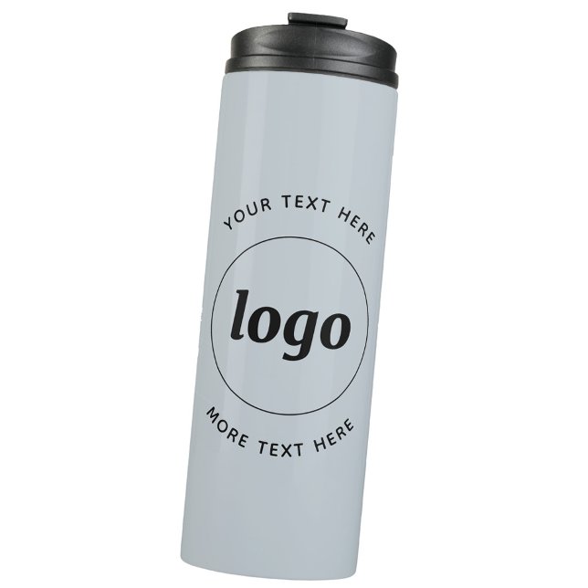 Einfaches Logo mit Text Powder Blue Business Thermosbecher (Logo with custom text business promotional powder blue thermal water bottle)