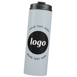 Einfaches Logo mit Text Pulverblau Business Thermosbecher