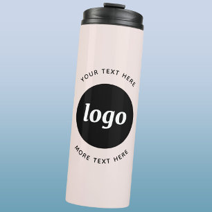 Einfaches Logo mit Text Rosafarbenes Business Thermosbecher