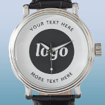 Einfaches Logo mit Textwerbung Armbanduhr<br><div class="desc">Fügen Sie Ihr eigenes Logo und Textauswahl zu diesem Design hinzu. Entfernen Sie den oberen oder unteren Text,  wenn Sie es vorziehen. Minimalistisch und beruflich. Als Werbemittel oder Geschenk für Ihre Kunden und Kunden.</div>