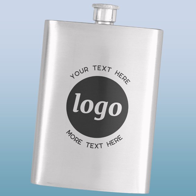 Einfaches Logo mit Textwerbung Flachmann (Simple logo with text business branding promotional flask)