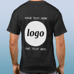 Einfaches Logo mit Textwerbung T-Shirt<br><div class="desc">Fügen Sie Ihr eigenes Logo und Textauswahl zu diesem unisex-Design hinzu. Entfernen Sie den oberen oder unteren Text,  wenn Sie es vorziehen. Minimalistisch und beruflich. Ideal für Mitarbeiter- und Personalmarken oder Uniformen oder als Werbeprodukt für Ihre Kunden und Kunden.</div>