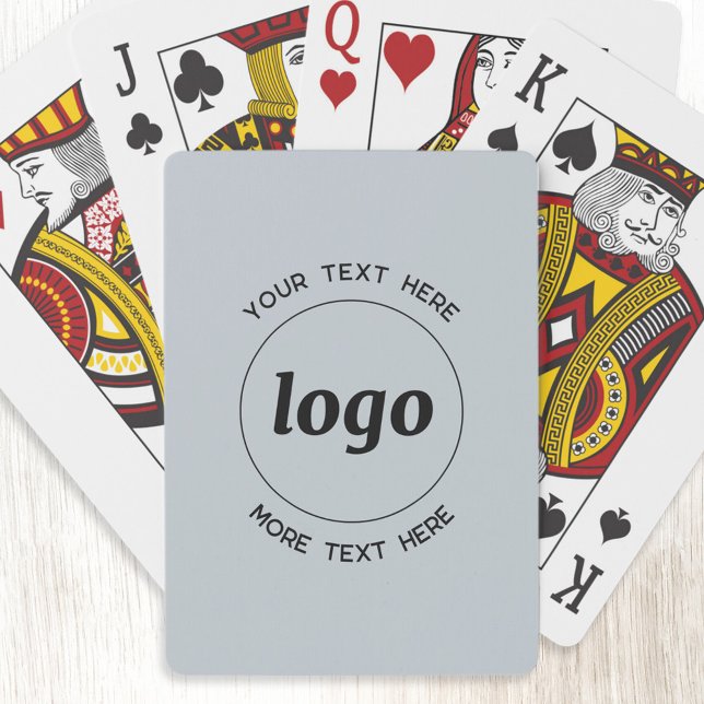 Einfaches Logo mit Werbung für Textgeräte Spielkarten (Logo with custom text promotional business powder blue playing cards)