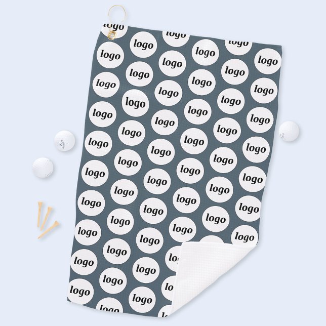 Einfaches Logo-Muster Business Anthrazitgrau Golfhandtuch (Simple logo pattern charcoal gray business branding promotional golf towel
)