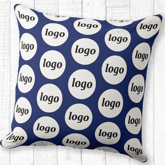 Einfaches Logo-Muster Werbeaktion Navy Blue Kissen (Logo pattern business branding promotional navy blue throw pillow)