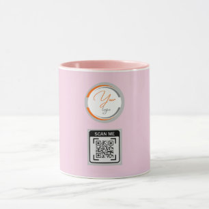 Einfaches Logo QR-Code Geschäft Rosa Tasse