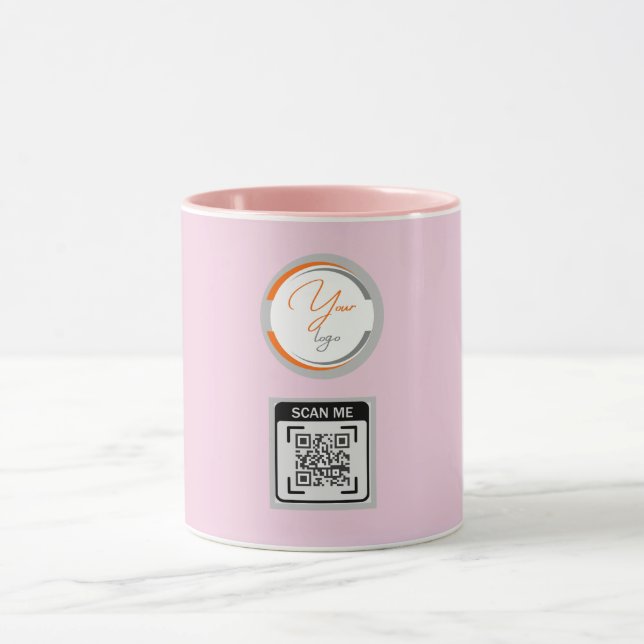 Einfaches Logo QR-Code Geschäft Rosa Tasse (Zentrum)