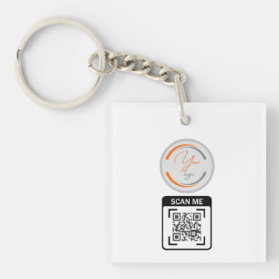 Einfaches Logo QR-Code Geschäft Weiß Schlüsselanhänger