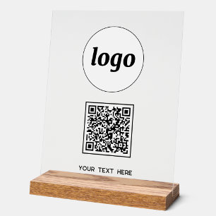 Einfaches Logo QR-Code Text Geschäft Acrylschild