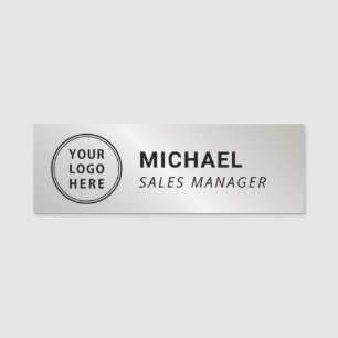 Einfaches Logo Silber Namensschild