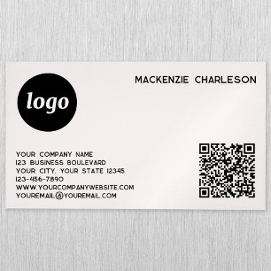 Einfaches Logo und QR-Code Rosa Magnetische Visitenkarte