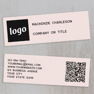 Einfaches Logo und QR-Code Rosa Mini Visitenkarte