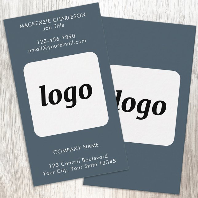 Einfaches Logo und Text Anthrazitgrau Vertikal Visitenkarte (Simple logo with custom text business branding promotional charcoal gray vertical business cards)