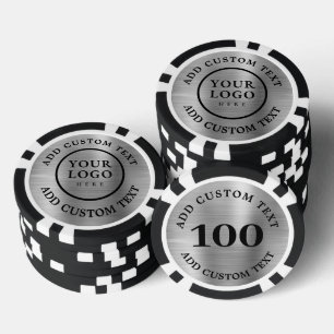 Einfaches Logo und Text Business Silber Promotion Pokerchips