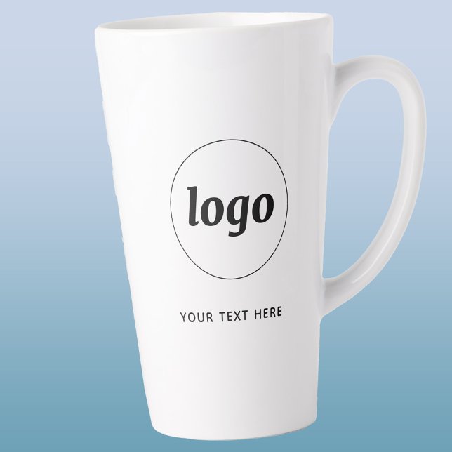 Einfaches Logo und Text für Geschäftsförderung Milchtasse (Simple logo with custom text business branding promotional latte mug)