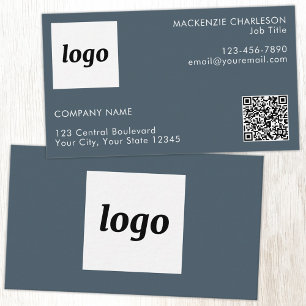 Einfaches Logo und Text QR-Code Anthrazitgrau Visitenkarte