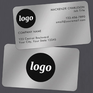 Einfaches Logo und Text Silber-Effekt Visitenkarte