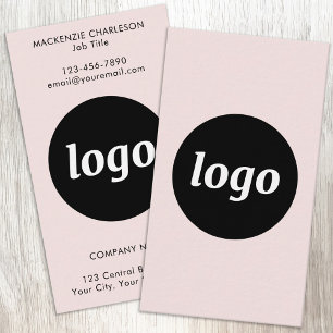 Einfaches Logo und Text Vertikal Blush Pink Visitenkarte
