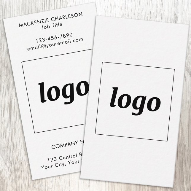Einfaches Logo und Text vertikal Visitenkarte (Simple logo with custom text business branding promotional business cards)
