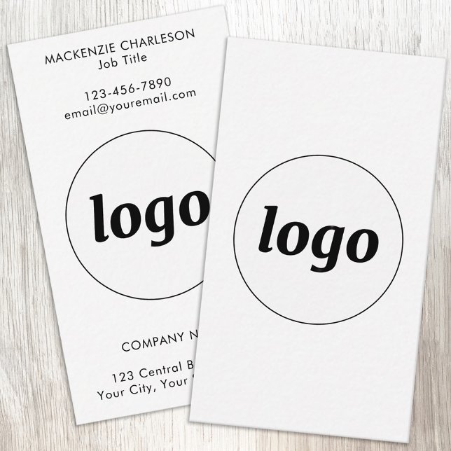 Einfaches Logo und Text vertikal Visitenkarte (Simple logo with custom text business branding promotional vertical format business cards)