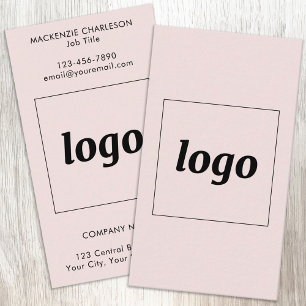 Einfaches Logo und vertikaler Text in Rosé Visitenkarte