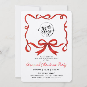 Einfaches Logo Weihnachten Rotes Band Calligraphy Einladung