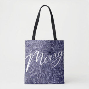 Einfaches Lustiges Blaues Doodle Frohe Weihnachten Tasche