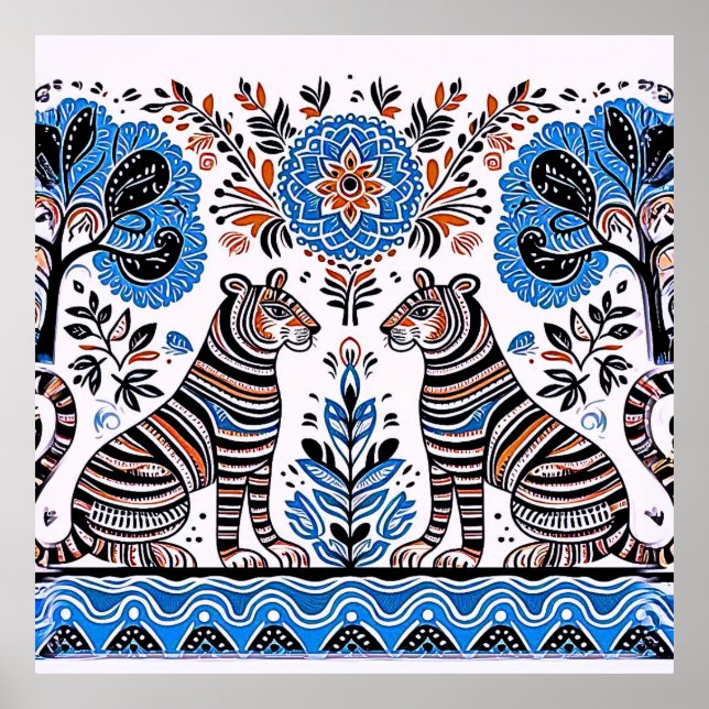 einfaches madhubanisches Gemälde Poster (Vorne)